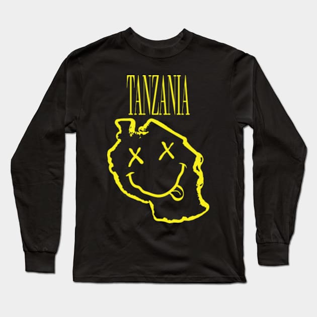 Vibrant Tanzania x Eyes Happy Face: Unleash Your 90s Grunge Spirit! Long Sleeve T-Shirt by pelagio